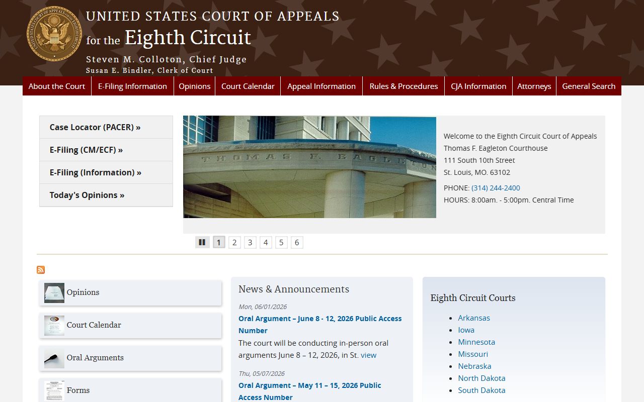 Crow Wing County court dockets Eighth Circuit federal appeals