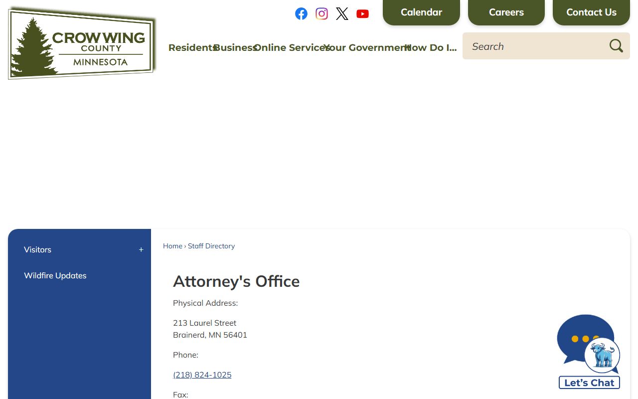 Crow Wing County criminal court records County Attorney directory