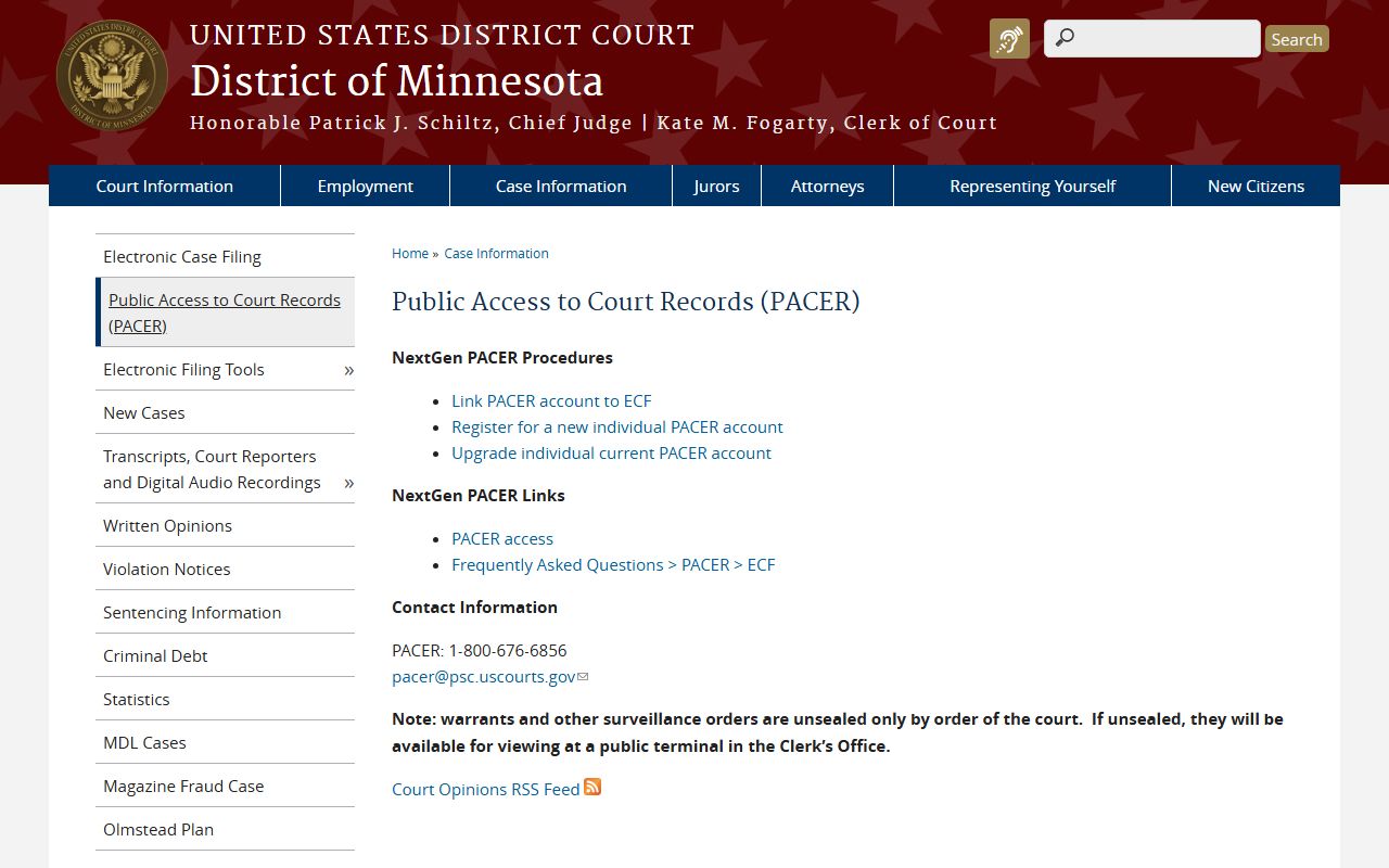 Crow Wing County District Court PACER federal records