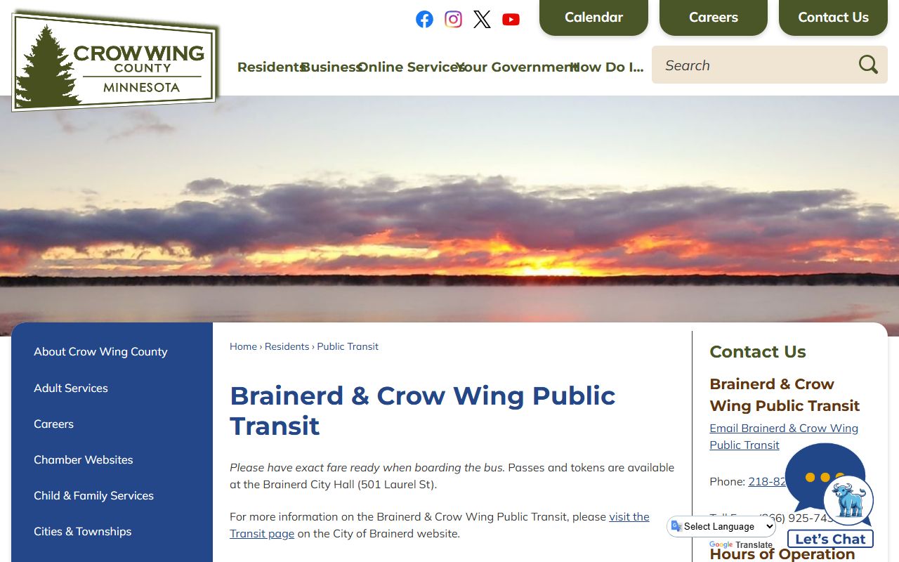 Crow Wing County Court public transit information