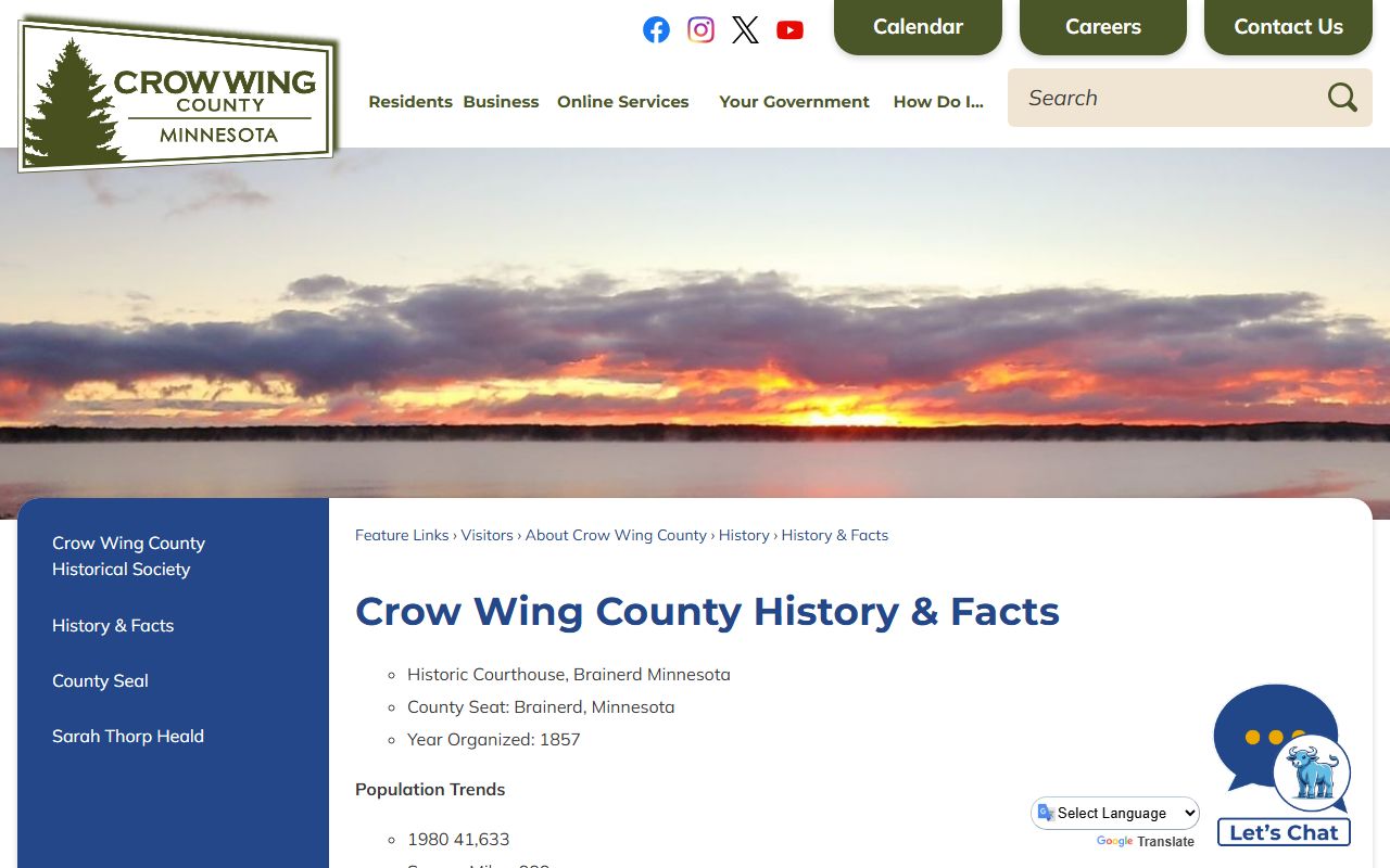 Crow Wing County Court history and county facts