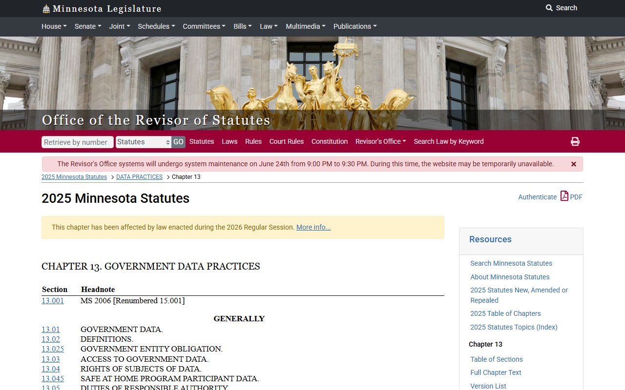 Crow Wing County Court records Minnesota Government Data Practices Act