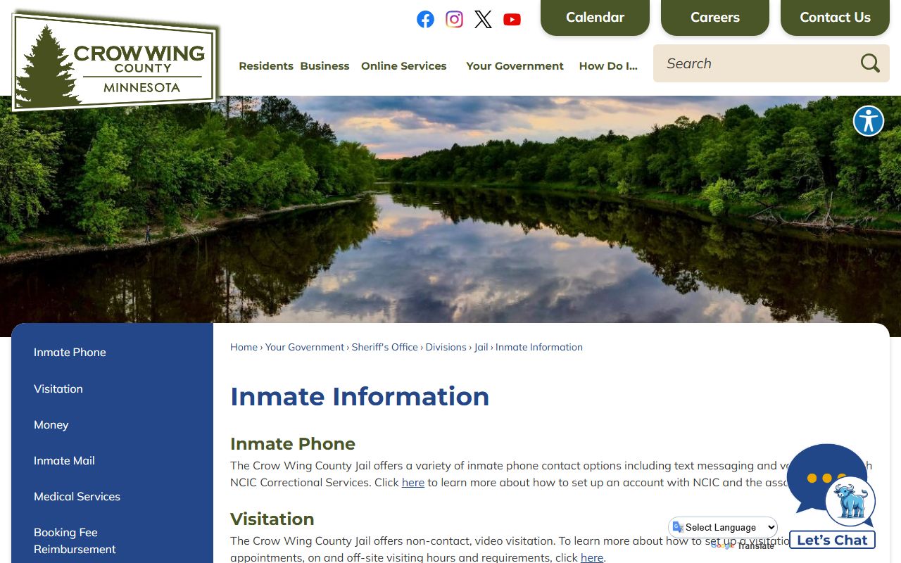 Crow Wing County inmate records inmate information page