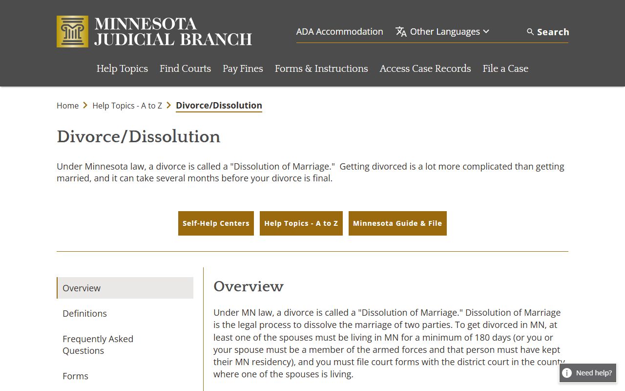 Crow Wing County divorce records Minnesota Judicial Branch divorce help