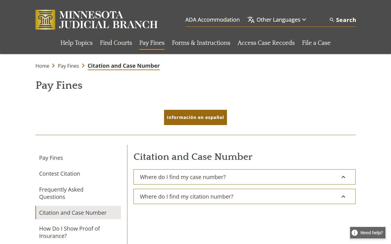 Crow Wing County traffic court records citation and case number help