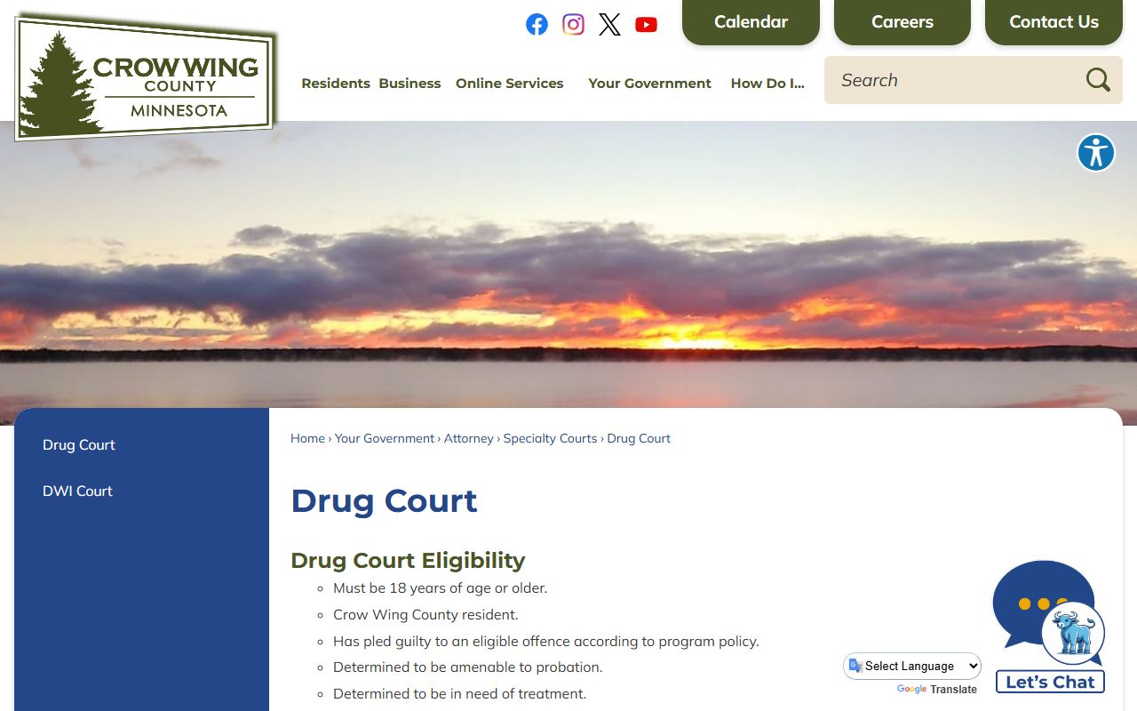 Crow Wing County warrant records Drug Court context