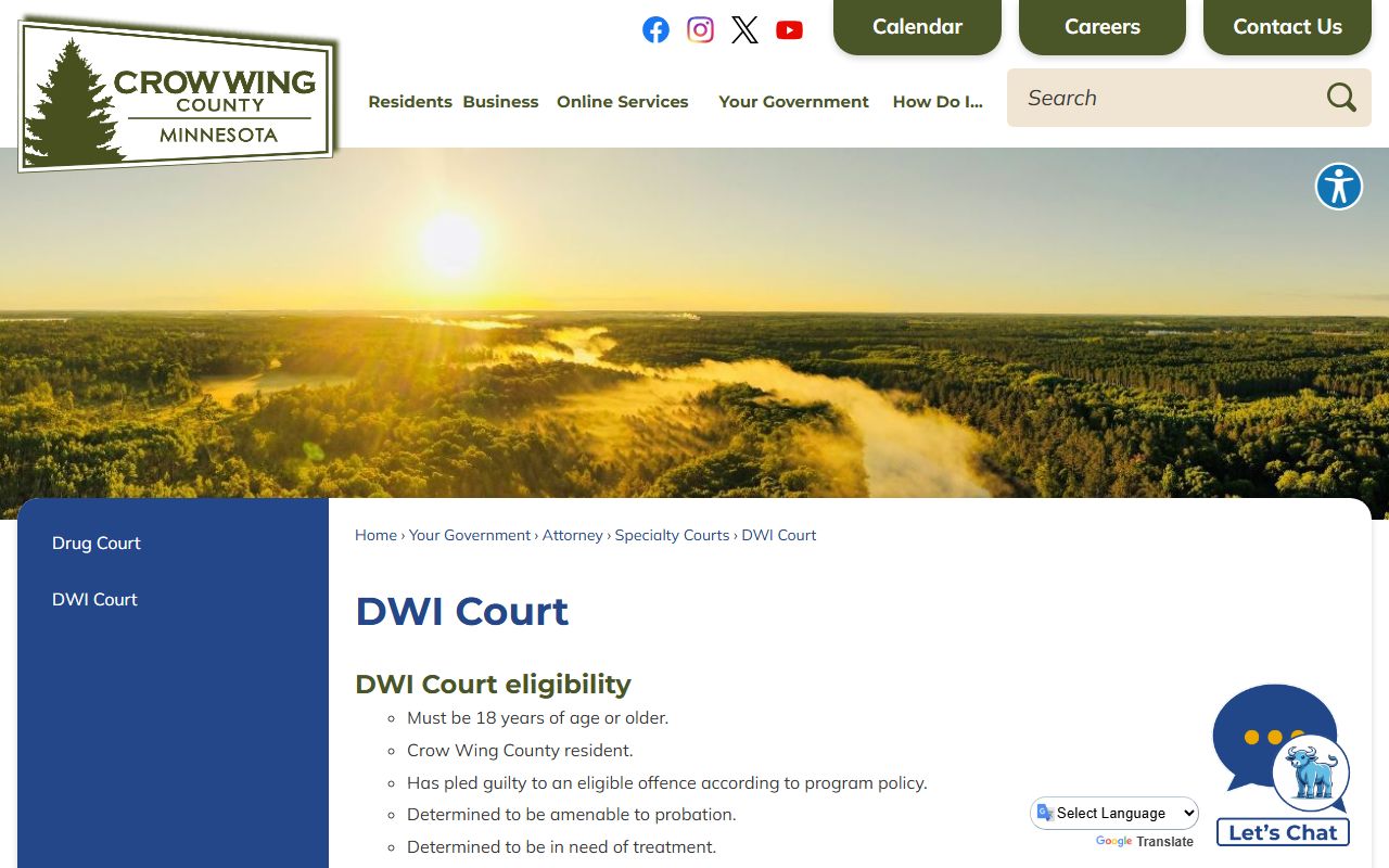 Crow Wing County warrant records DWI Court context